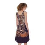 Bohemian Moon And Sun Print Women's Sleeveless Dress