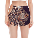 Bohemian Moon And Sun Print Women's Split Running Shorts