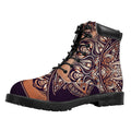 Bohemian Moon And Sun Print Padded Collar Lace Up Boots
