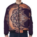 Bohemian Moon And Sun Print Zip Sleeve Bomber Jacket