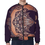 Bohemian Moon And Sun Print Zip Sleeve Bomber Jacket