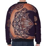 Bohemian Moon And Sun Print Zip Sleeve Bomber Jacket