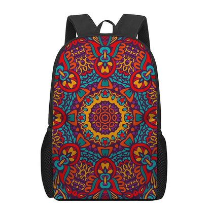 Bohemian Native Mandala Pattern Print 17 Inch Backpack