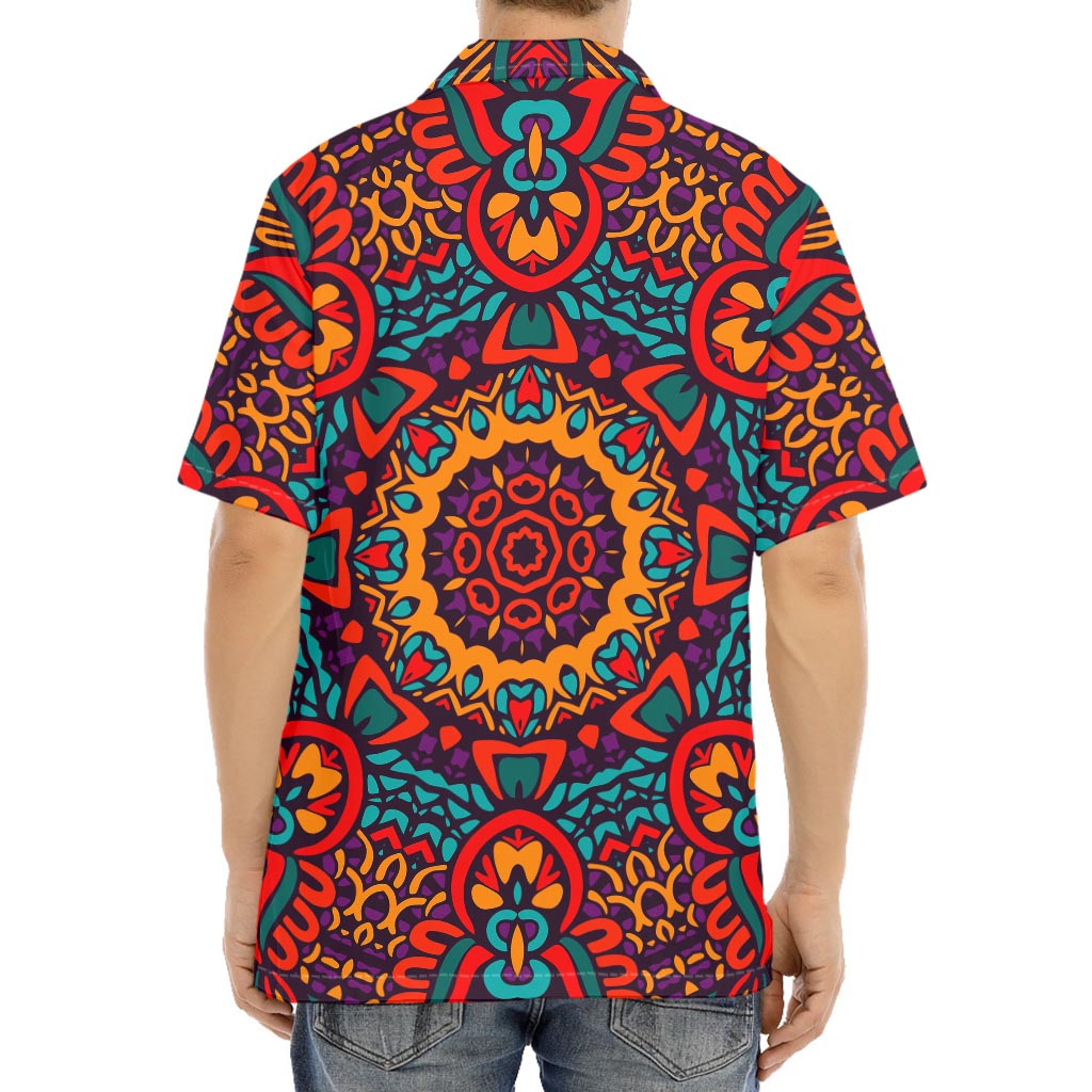 Bohemian Native Mandala Pattern Print Aloha Shirt