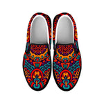 Bohemian Native Mandala Pattern Print Black Slip On Sneakers