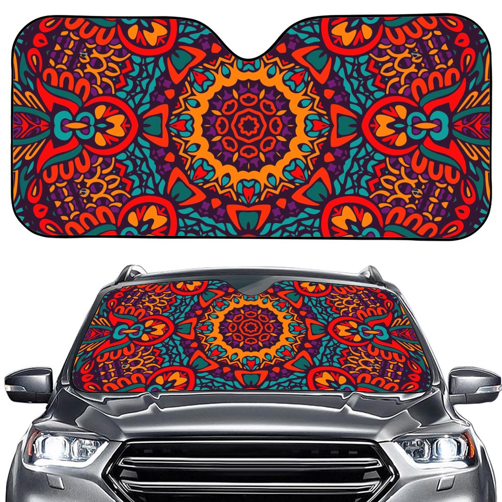 Bohemian Native Mandala Pattern Print Car Windshield Sun Shade