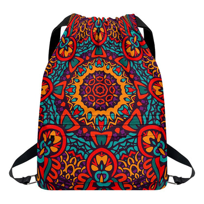 Bohemian Native Mandala Pattern Print Drawstring Backpack