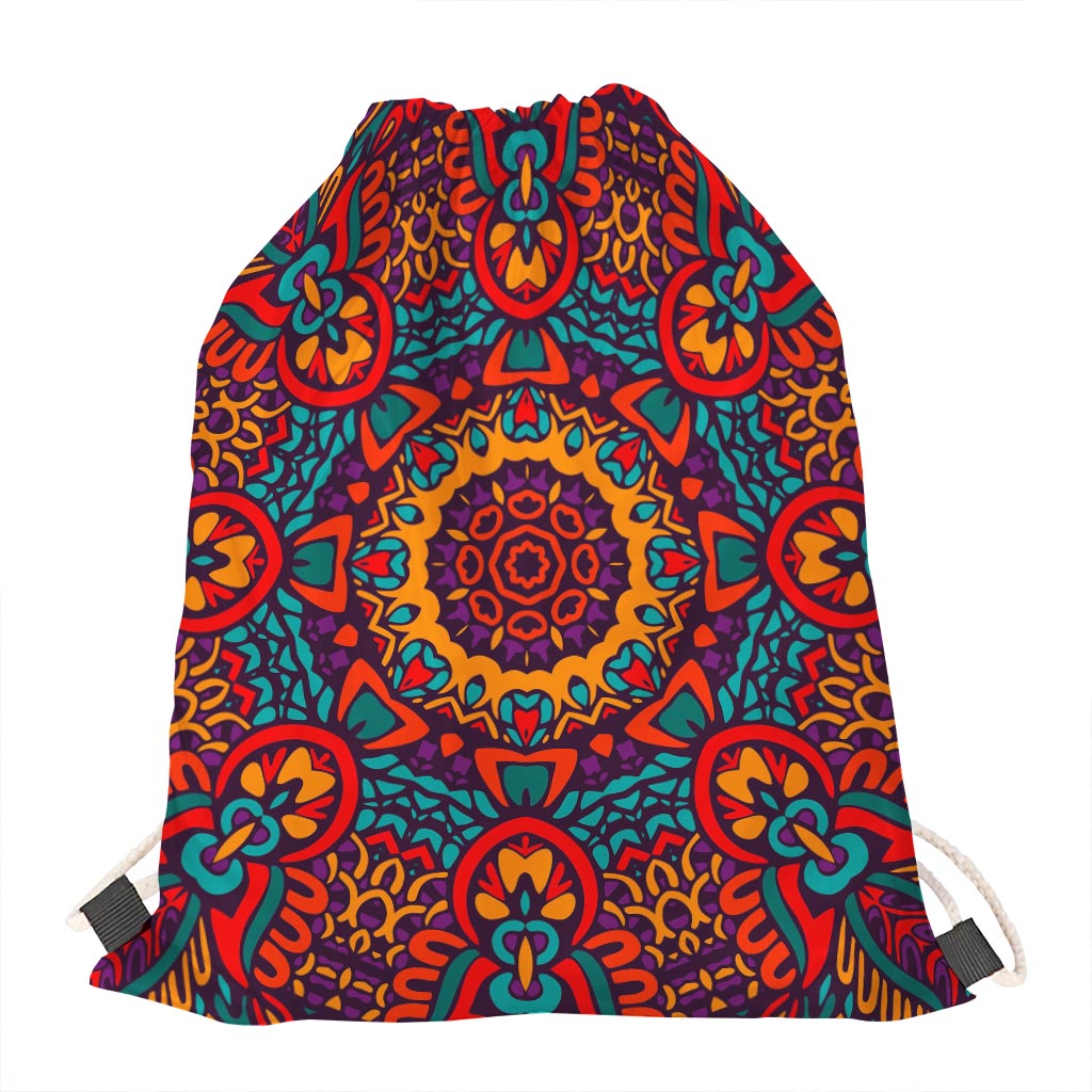 Bohemian Native Mandala Pattern Print Drawstring Bag