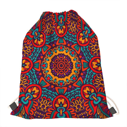 Bohemian Native Mandala Pattern Print Drawstring Bag