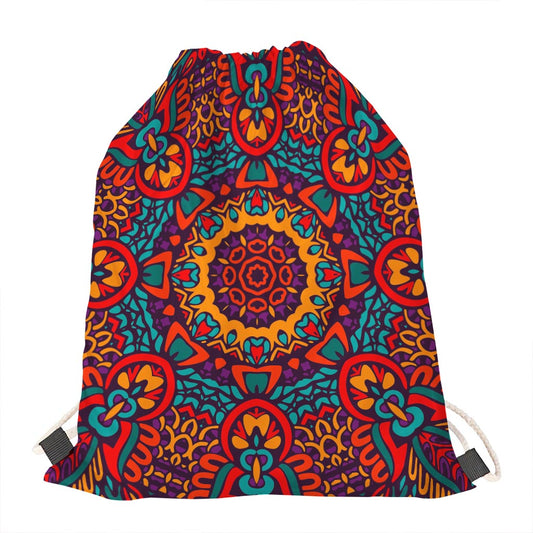 Bohemian Native Mandala Pattern Print Drawstring Bag