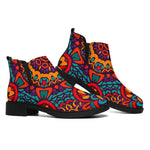 Bohemian Native Mandala Pattern Print Flat Ankle Boots