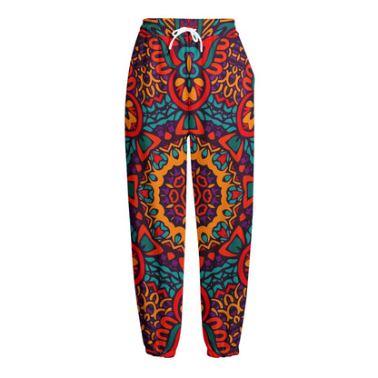 Bohemian Native Mandala Pattern Print Fleece Lined Knit Pants