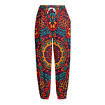 Bohemian Native Mandala Pattern Print Fleece Lined Knit Pants