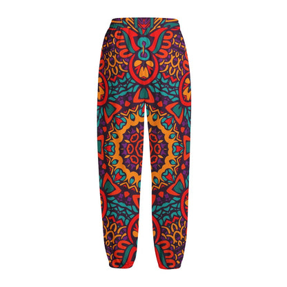 Bohemian Native Mandala Pattern Print Fleece Lined Knit Pants