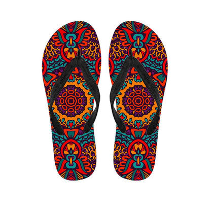 Bohemian Native Mandala Pattern Print Flip Flops