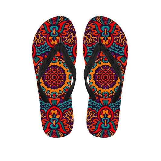 Bohemian Native Mandala Pattern Print Flip Flops