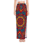 Bohemian Native Mandala Pattern Print High Slit Maxi Skirt