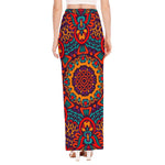 Bohemian Native Mandala Pattern Print High Slit Maxi Skirt