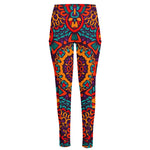 Bohemian Native Mandala Pattern Print High-Waisted Pocket Leggings