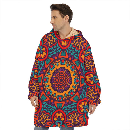Bohemian Native Mandala Pattern Print Hoodie Blanket