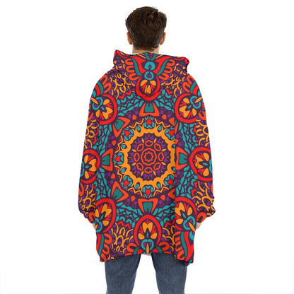 Bohemian Native Mandala Pattern Print Hoodie Blanket