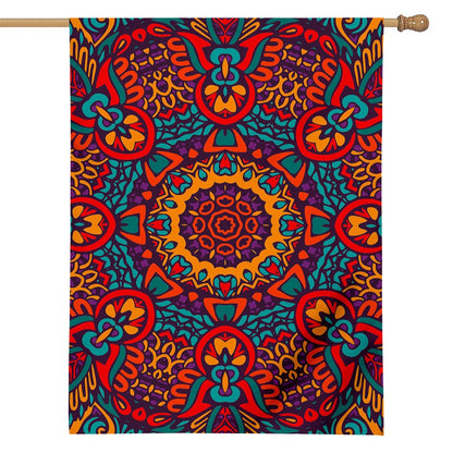 Bohemian Native Mandala Pattern Print House Flag