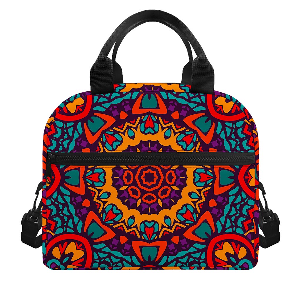 Bohemian Native Mandala Pattern Print Insulated Lunch Bag