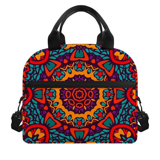 Bohemian Native Mandala Pattern Print Insulated Lunch Bag