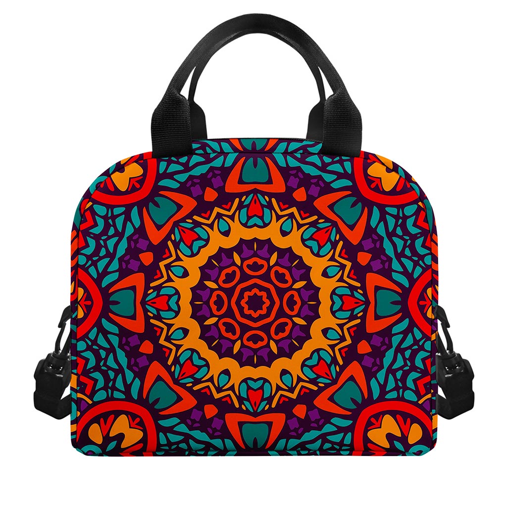 Bohemian Native Mandala Pattern Print Insulated Lunch Bag