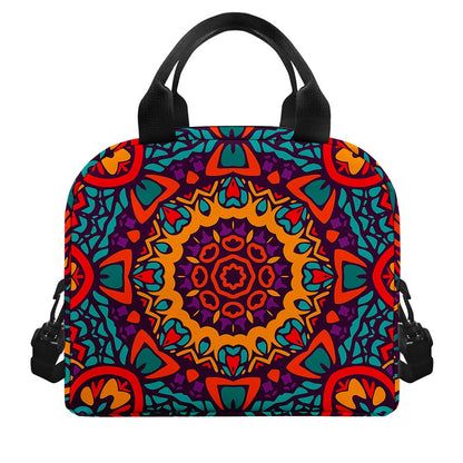 Bohemian Native Mandala Pattern Print Insulated Lunch Bag
