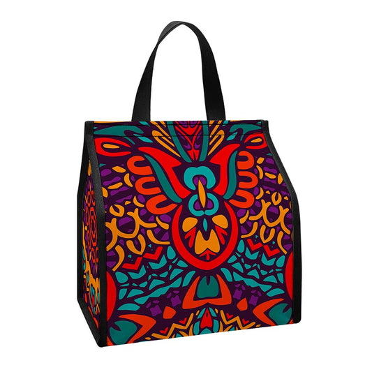 Bohemian Native Mandala Pattern Print Insulated Lunch Tote