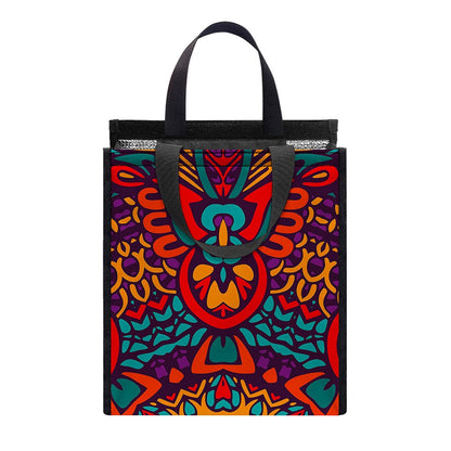 Bohemian Native Mandala Pattern Print Insulated Lunch Tote