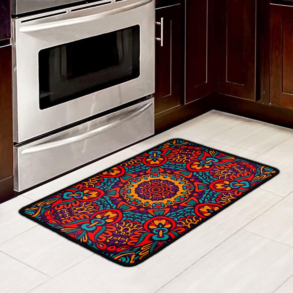 Bohemian Native Mandala Pattern Print Kitchen Mat