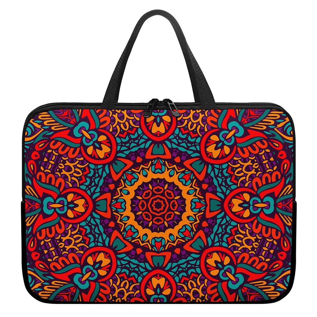 Bohemian Native Mandala Pattern Print Laptop Sleeve With Handle