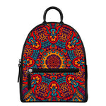Bohemian Native Mandala Pattern Print Leather Backpack