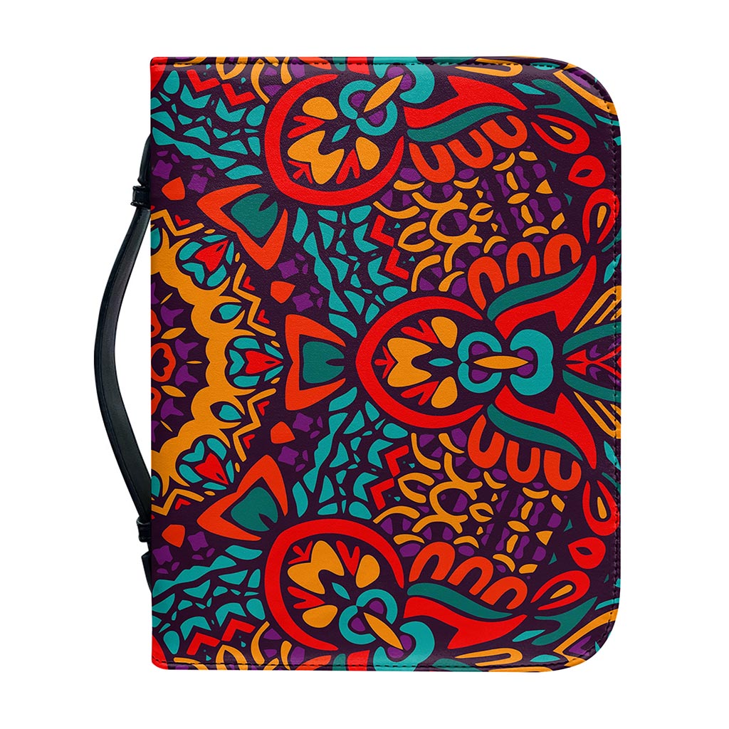 Bohemian Native Mandala Pattern Print Leather Bible Cover