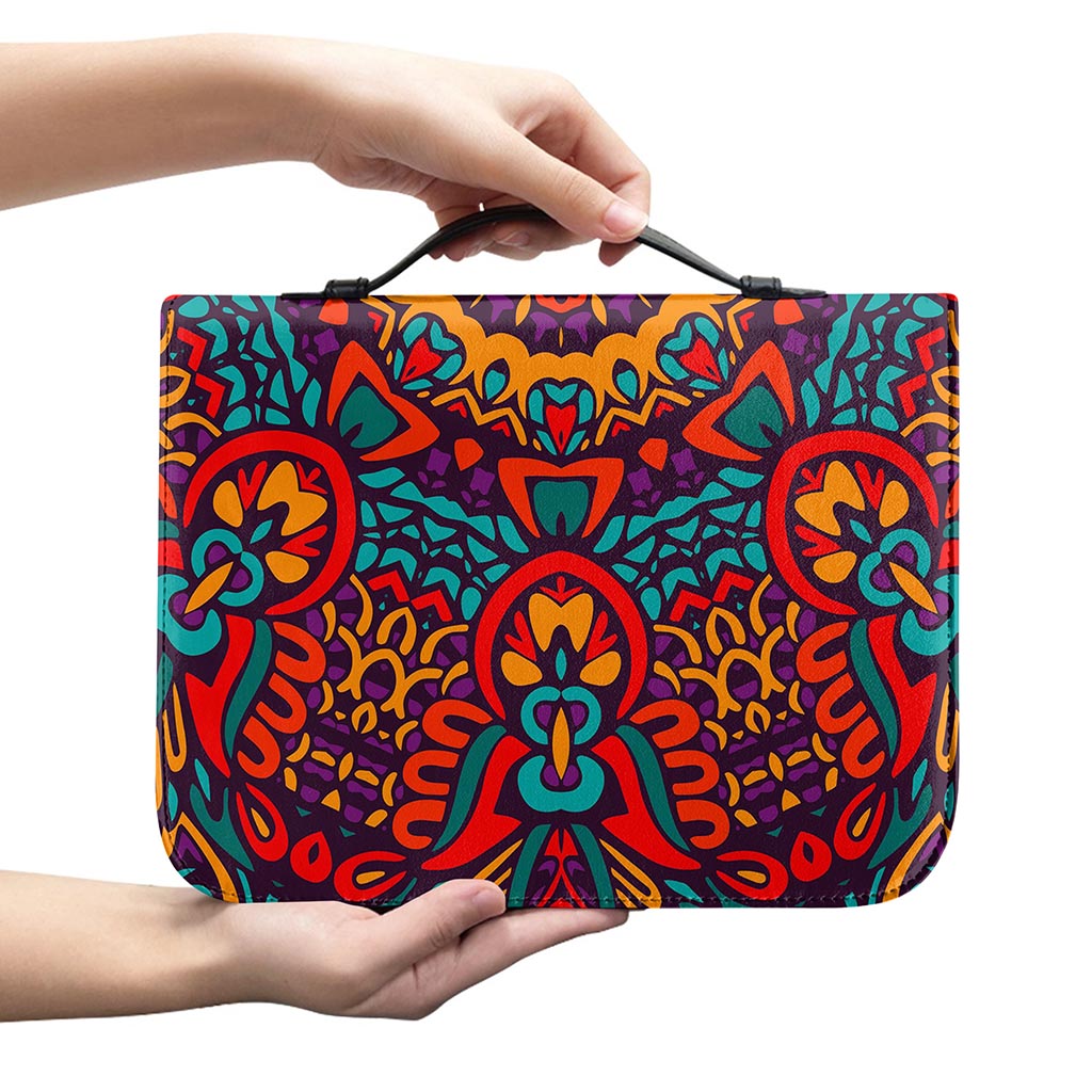 Bohemian Native Mandala Pattern Print Leather Bible Cover