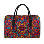 Bohemian Native Mandala Pattern Print Leather Duffle Bag