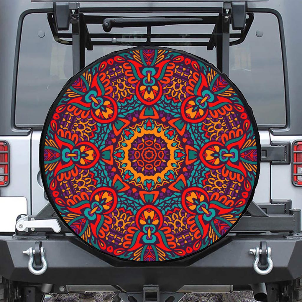 Bohemian Native Mandala Pattern Print Leather Spare Tire Cover