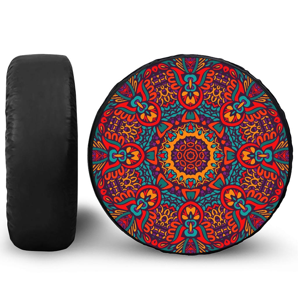 Bohemian Native Mandala Pattern Print Leather Spare Tire Cover