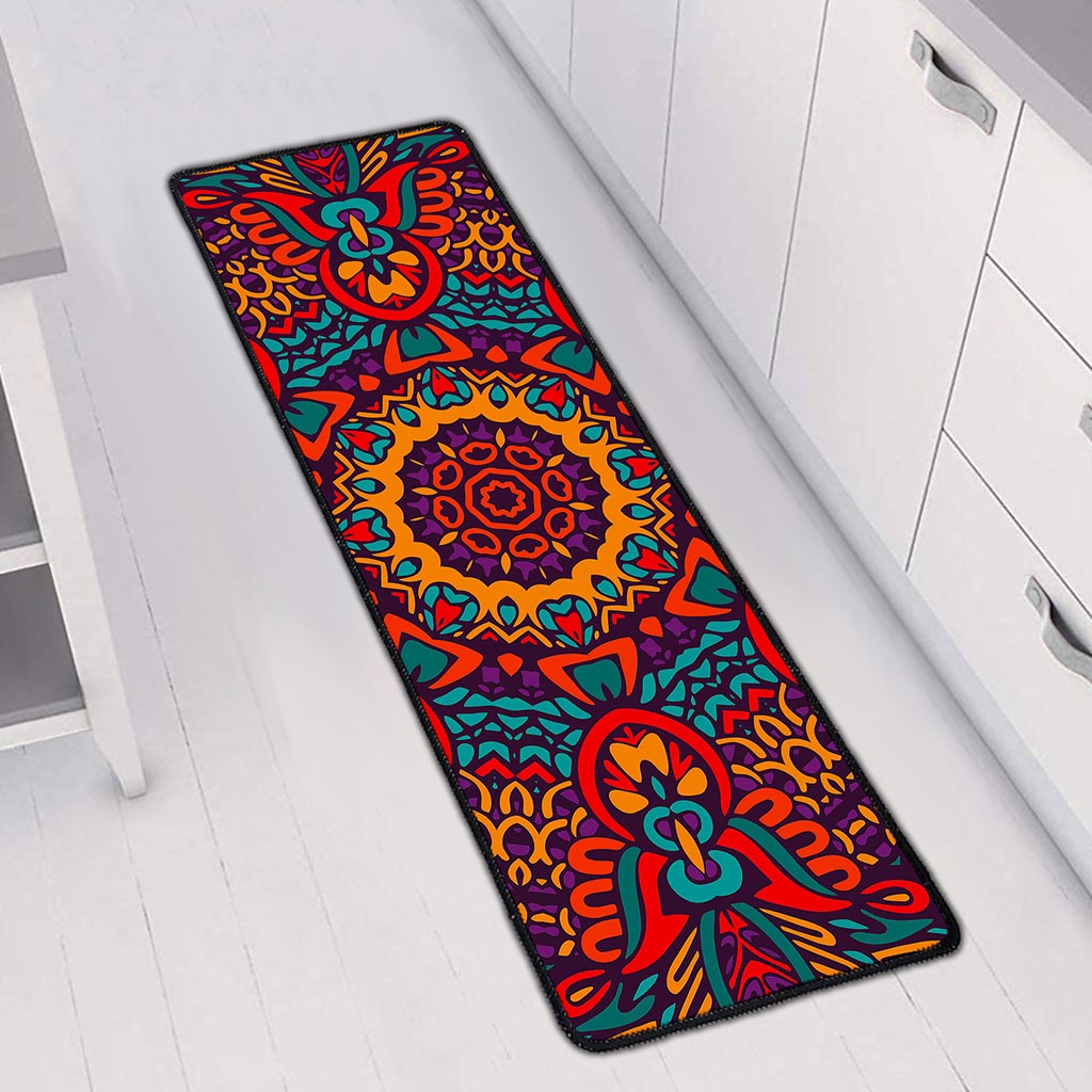 Bohemian Native Mandala Pattern Print Long Kitchen Mat