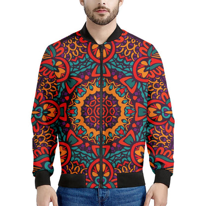 Bohemian Native Mandala Pattern Print Men's Bomber Jacket