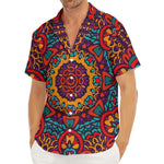 Bohemian Native Mandala Pattern Print Men's Deep V-Neck Shirt