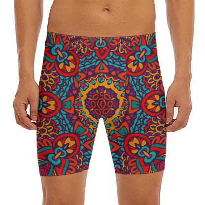 Bohemian Native Mandala Pattern Print Men's Long Boxer Briefs