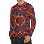 Bohemian Native Mandala Pattern Print Men's Long Sleeve Rash Guard
