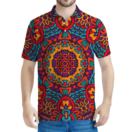 Bohemian Native Mandala Pattern Print Men's Polo Shirt
