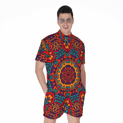 Bohemian Native Mandala Pattern Print Men's Rompers