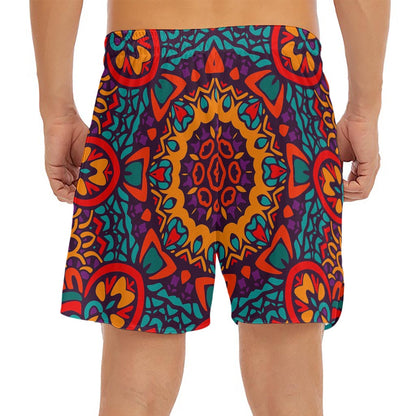 Bohemian Native Mandala Pattern Print Men's Split Running Shorts