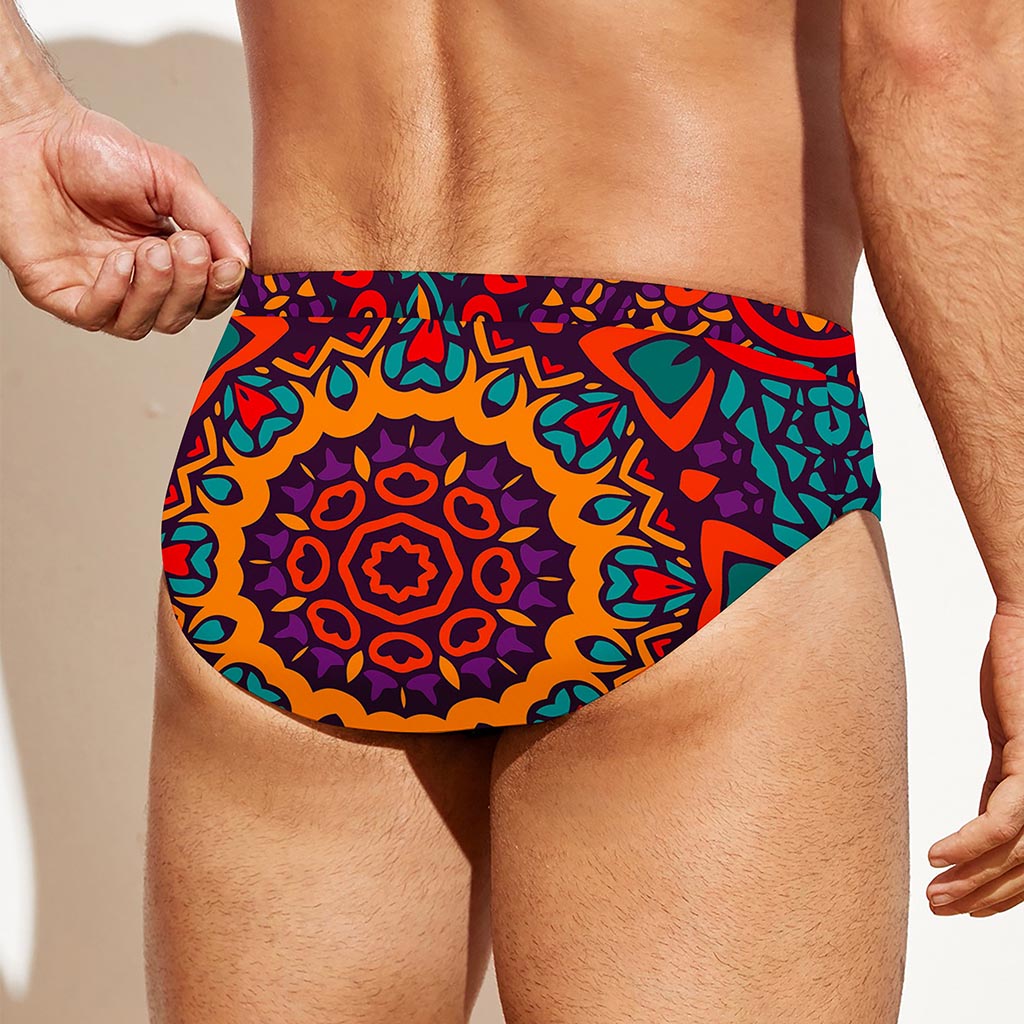 Bohemian Native Mandala Pattern Print Men's Swim Briefs