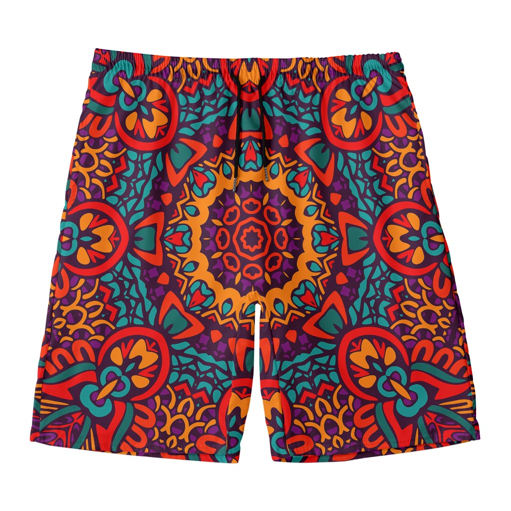 Bohemian Native Mandala Pattern Print Men's Swim Trunks